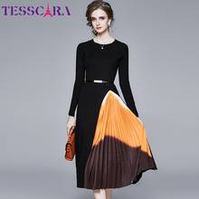 TESSCARA Women Autumn Winter Elegant Sweater Dress Festa High Quality Office Party Robe Femme Vintage Designer Knitted Vestidos 2024 - buy cheap