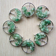 Wholesale 12pcs/lot new fashion natural green aventurine Tree of life handmade wire wrapped Pendants 30mm for jewelry marking 2024 - buy cheap