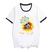 Butterfly dragonfly love Sunflower print t shirt women summer fashion funny tshirt femme harajuku shirt tumblr clothes 2024 - buy cheap