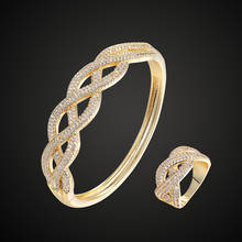 Fateama-Conjunto de joyería de lujo, brazalete y anillo, 3A, circonita, micro con incrustaciones de Cruz en capas, el mejor regalo 2024 - compra barato