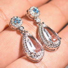 Luxury morgan gemstones pink crystal zircon diamonds drop earrings for women emerald sapphire jewelry bijoux party accessories 2024 - buy cheap