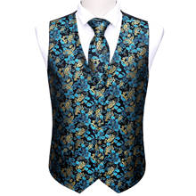 Colete de seda masculino, colete azul de seda com jacquard e caxemira, conjunto com 4 peças de roupa formal para negócios, design de jaqueta masculina bart. wang 2024 - compre barato