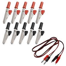 Hot-10 Pcs 50mm Plastic Handle Test Probe Metal Alligator Clips & 2 Pcs Red Black Banana Plugs To Alligator Clips Probe Test Cab 2024 - buy cheap