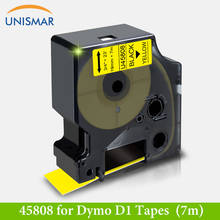 Unismar 45803 Black on White Yellow 45808 Compatible Dymo D1 19mm Label Tapes for Dymo Label Manager  360D 420P 450D Typewriter 2024 - buy cheap