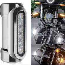 Barras de choque para motocicleta, barra LED para carretera, luz de conducción/intermitente para Harley bike Touring, color negro/cromo, 2 piezas 2024 - compra barato