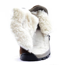 Botas de inverno masculinas de couro legítimo 2021, sapatos quentes de neve masculinos de 100% lã, sapatos à prova d'água e antiderrapantes de porta 2024 - compre barato