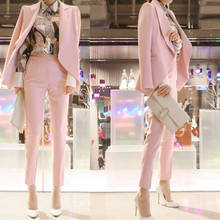 Conjunto de terno jaqueta feminina, duas peças, roupa fina, rosa, para negócios, jk581, primavera 2024 - compre barato