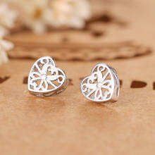 Real 100% 925 Sterling Silver Heart Stud Earrings for Women Girls Fashion sterling-silver-jewelry brincos brinco 2024 - buy cheap