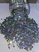Glitter para unha holográfico, 50g, unhas de glitter prateado, formato hexagonal, 24 cores, brilho holográfico 2024 - compre barato