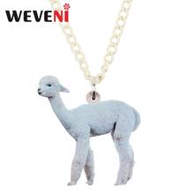 WEVENI Acrylic Anime Standing Alpaca Baby Necklace Pendant Chain Animal Jewelry Lady Girls Teen Kids 2019 New Fashion Party Gift 2024 - buy cheap