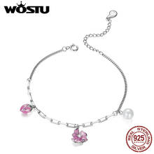 WOSTU 925 Sterling Silver Blossoming Petals Bangles 925 Link Chain Women Fine Silver bracelet for Women Jewelry BNB057 2024 - buy cheap