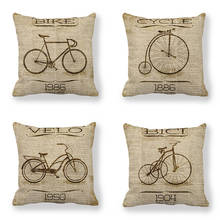 Um lado impressão capa de almofada lance travesseiro caso bicicleta para casa sofá assento bonito decoração do vintage 45x45cm costumes feitos 2024 - compre barato