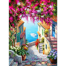 Escadas para o mar pintura a óleo por números paisagem diy pintura em acrílico arte de parede decoração de casa 40x50cm 2024 - compre barato