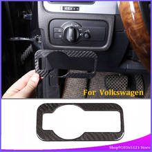 Marco de interruptor de faro de coche, accesorio de fibra de carbono Real, embellecedor para volante a la izquierda, para Volkswagen Touareg 2011-2018 2024 - compra barato
