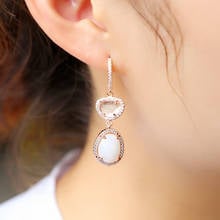 2021 OBSEDE Fashion Oval Cubic Zircon Earring White Austrian Stone Crystal Earring For Women Girl Rose Color Jewelry Ornament 2024 - buy cheap