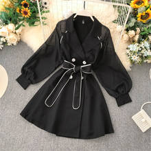 20 Autumn Big Size Slim Women Blazer Dresses Elegant Lady Puff Sleeve Black Dress Spring Women's Clothing Vestidos Mini WZ1204 2024 - buy cheap