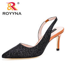 ROYYNA 2021 New Designers Back Strap Women Sandals Summer Ladies Pumps Pointed Toe Concise Female Shoes High Heels Office Shoes 2024 - buy cheap