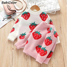 Suéter feminino de malha para crianças, blusão quente de tricô para bebês meninas inverno outono 2024 - compre barato