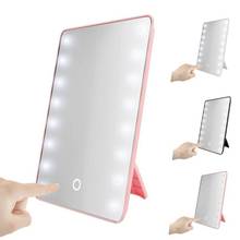 16 LEDs Desktop Cosmetic Mirror Touch Screen Dimmable Makeup Mirror With Light Battery Operated Vanity Mirror With Stand Espejo 2024 - buy cheap