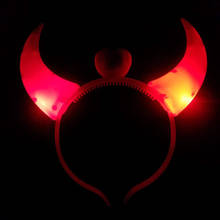 Wholesale Halloween Party Bar Cosplay Props Supplies Mask Luminous Horn Flashing LED Headband Masks 2024 - buy cheap