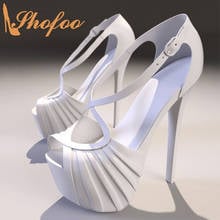 White Ankle Wrap Stilettos Platform Sandals Woman Buckle Strap Large Size 13 16 Ladies Fashion Sexy High Thin Heels Shoes Shofoo 2024 - buy cheap