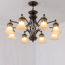 Lámpara de techo Vintage, de hierro negro candelabro colgante de cristal, Bombilla E27, lámparas colgantes de cafetería y bar 2024 - compra barato
