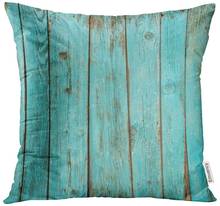 Emvency Square 20x20 Inches Decorative Pillowcase Print Wooden Board Stripes Turquoise Wood Teal Weathered Polyester Decor 2024 - buy cheap