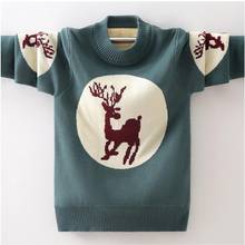 baby boys knitted shirt big boys  winter warm jacket 4-16T kids long sleeve O-neck cartoon deer pullovers teenage clothes jacket 2024 - buy cheap