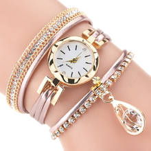 Relógio analógico feminino quartz, pulseira de couro brilhante 2024 - compre barato