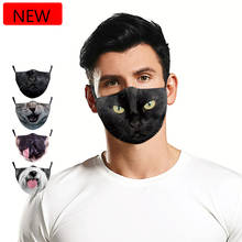 Mascarilla de protección facial Unisex para hombre y mujer, máscara con estampado de Animal negro, gatito, perro, para Halloween y fiestas 2024 - compra barato