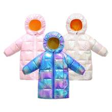 Jaqueta de inverno infantil, casaco de neve para crianças, estilo longo com capuz, cor brilhante, moda menino, jaqueta de neve para crianças 2024 - compre barato