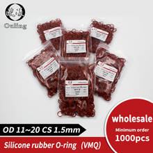 Silicone vermelho atacado 1000 pçs/lote 1.5mm espessura vmq od11/12/13/14/15/16/17/18/19/20mm o anel vedação borracha junta arruela 2024 - compre barato