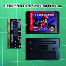 Tinhead - Flashkit MD tarjeta PCB dorada sin electrodos, Cartucho de juegos MD de 16 bits para consola MegaDrive Genesis 2024 - compra barato