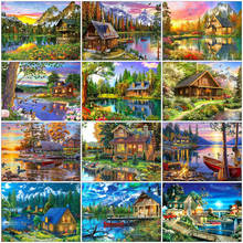 AZQSD Diamond Painting 5d House Cross Stitch Full Square/Round Drill Diy Diamond Embroidery Scenery Lake Handmade Home Decor 2024 - buy cheap