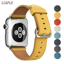 Кожаный ремешок для Apple Watch band 44 мм 40 мм, браслет для apple watch 6 se 5 4 3 2 1, iwatch band 42 мм 38 мм 2024 - купить недорого