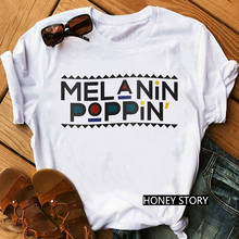 Melanin Poppin Shirt African American Black Girl Magic T shirt Femme BLM Graphic Tees Women Letter Print T-shirt Streetwear Tops 2024 - buy cheap