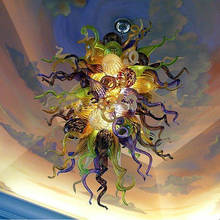 Lámparas de araña de cristal de Murano de diseño Vintage para sala de estar, decoración de Arte de cúpula colgante alta, accesorio de luz LED 2024 - compra barato