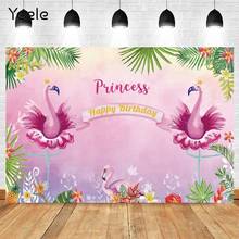 Yeele летний тропический Фламинго фиолетовый ребенок принцесса день рождения Виниловый фон для фотосъемки для фотостудии фотозона 2024 - купить недорого