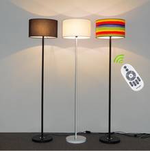 Lámpara de pie de tela para sala de estar, lámpara de mesita de noche de estudio, simple y moderna, LED de mesa vertical con control remoto creativo para Hotel 2024 - compra barato