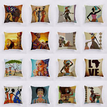2021 Hot Selling Square Plush Cushion Cover Decor Home/Sofa Vintage Women Pillowcase Gypsy Funda Cojin 45X45CM 2024 - buy cheap