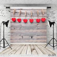 Red Heart Vintage Wooden Board Wall Floor Photography Background Baby Children Portrait Photographic Backdrops For Photo Studio 2024 - buy cheap