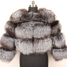 OFTBUY-abrigo de piel auténtica de marca a la moda para mujer, chaqueta de invierno de piel de zorro Natural plateada, ropa de calle cálida y gruesa de lujo, 2021 2024 - compra barato