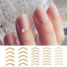 Золотистая черная полосатая лента Smile French для дизайна ногтей, полосатая Геометрическая клейкая 3D полоска для ногтей, наклейки для гель-лака 2024 - купить недорого