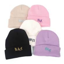 Gorro de esquí con letras bordadas para mujer, gorro Unisex de Color sólido, personalidad, Hip Hop, mantiene el calor, Invierno 2024 - compra barato