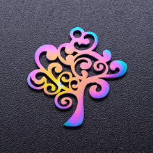 5pcs/lot 100% Stainless Steel 19x21 Tree of Life diy Charms With Rainbow Plated Wholesale Charm for Bracelet Making Dropshipping 2024 - buy cheap