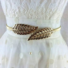 Women's Fashion Metal Golden Silver Leaves Chain Belt Waist Band Elasticity Waist Belt For Dress Skirt Bands Female 2024 - buy cheap