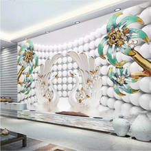 Wellyu-papel tapiz personalizado 3D redondo, joyería de cisne de coco, Fondo de pared, pintado de pared, papel de pared 3d 2024 - compra barato