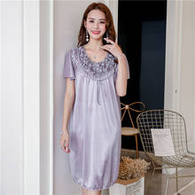 Plus Size 4XL Femme Long Gowns Sexy Ice Silk Lingerie Satin Dress Night Dress Gowns Women Sleepwear Nightwear Homewear Nighty 2024 - buy cheap