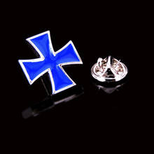 Broche de Cruz Azul para hombre y mujer, Pin de joyería de moda, sombrero francés, camisa, bufanda, insignia de solapa, regalo 2024 - compra barato
