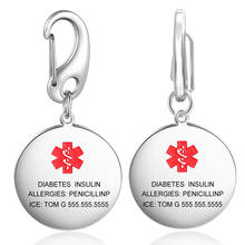 Personalized Customize Medical Alert Key Chains Round Stainless Steel Keychains for Women Unisex Jewelry(AS102120) 2024 - buy cheap